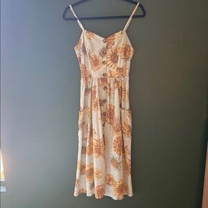 Urban Outfitters Floral Sunflower Midi Dress